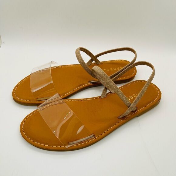 Bamboo Women's Summer Multi Strap Slingback Sandals Clear Beige Size 5.5 New - Picture 1 of 8